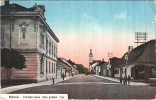 1915 Belovár, Bjelovar; Preradoviceva ulica prama trgu / street, square (EK)