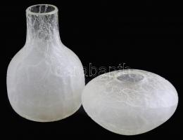 L Szabó Erzsébet (1935-): 2 db kraklé üveg váza, anyagában színezett, jelzés nélkül d: 13 cm, m: 16 cm