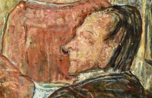 Czóbel jelzéssel: Asztaltársaság. Olaj, farost. Fa keretben. 100×67 cm