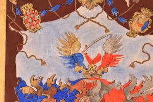 cca 1900-1910 Nemes Babócs György armálisa (nemesi címere). Festette: Olvashatatlan jelzéssel, Zenta...