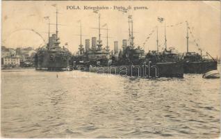 1909 Pola, Kriegshafen / Porto di guerra / Austro-Hungarian Navy, K.u.K. Kriegsmarine, naval base in Pula, battleships. G. Fano 1909-10. 52. (EK)