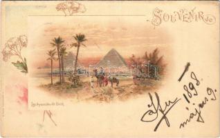 1898 (Vorläufer) Giza, Ghize; Les pyramides / Pyramids. Art Nouveau, litho (Rb)