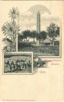 Cairo, Caire; Obélisque Heliopolis (Matarie) / camels, obelisk. Art Nouveau, floral