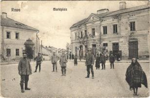 1915 Rava-Ruska, Rawa Ruska; Marktplatz / street view, German soldiers. Aufn. von Jakubowski (EK)