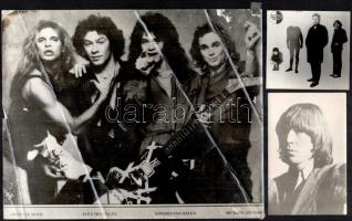 Vegyes nyomtatvány tétel, közte: fotók, poszter és újságkivágások rock együttesekről, közte Van Halen, AC/DC
