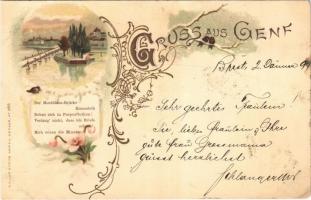 1899 (Vorläufer) Geneva, Genf; Müller Strüb Aarau Art Nouveau, floral, litho