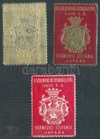 1937 Miskolci bélyegkiállítás 3 db levélzáró