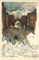 1899 (Vorläufer) München, Munich; Karlsthor / gate. Veltens Künstlerpostkarte No. 90. litho s: Kley