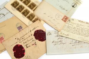 cca 1800-1940 7 db vegyes bélyeg előtti levél,  levélboríték stb