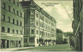 Regensburg, Hotel Grüner Kranz, Max Adelhoch, Buchdruckerei Georg Brand / shops