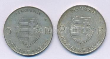 1947. 5Ft Ag "Kossuth" (2x) T:2,2- Adamo F8.1