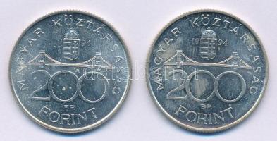 1994. 200Ft Ag "Deák" (2x) T:1,1- Adamo F13.1