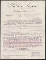 1911 Bp. VI., Kállai Lajos motorgyára fejléces levélpapírjára írt levél