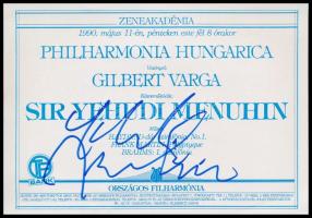 Yehudi Menuhin, Gilbert Varga, Ilse von Alpenheim autográf aláírásai meghívón / Autograph signatures