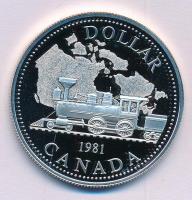Kanada 1981. 1$ Ag "Transzkontinentális vasútvonal" T:PP 
Canada 1981. 1 Dollar Ag "...