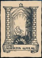 Pataky Sára (1892-?): Ex libris comes Albertus Gyulai, fametszet, papír, jelzett a metszeten, 10,5×8 cm