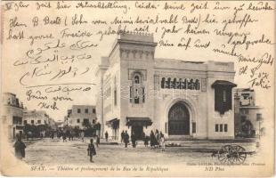 1904 Sfax, Le Theatre et la Rue de la Republique / theatre, café, street view