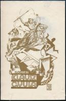 Drahos István (1895-1968): Ilonafai Klausz Gyula könyve, fametszet, papír, jelzett a metszeten, szélein kis szakadásokkal, 14×9 cm