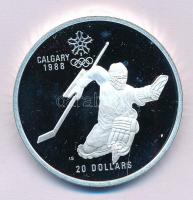 Kanada 1986. 20$ Ag 1988. Téli olimpia - Jéghoki T:PP Canada 1986. 20 Dollars Ag 1988 Calgary Winter Olympic Games - Ice Hockey C:PP Krause KM# 148