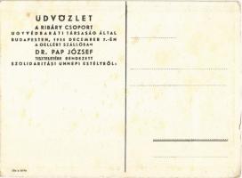 Szolgálati időm emlékéül. Üdvözlet a Ribáry csoport ügyvédbaráti társaság által Budapesten, 1935. De...