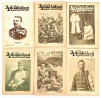 1914-1915 A Világháború Képes Krónikája 6 száma: 1914. 5. füzet, 1915 14-18. füzetek. Változó állapotban, közte foltos borítókkal, egy javított gerinccel. Gazdag képanyaggal illusztrált.