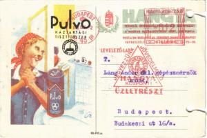 1943 Pulvo háztartási tisztítószer reklámlapja / Hungarian detergent advertisement (lyukasztott / punched holes)