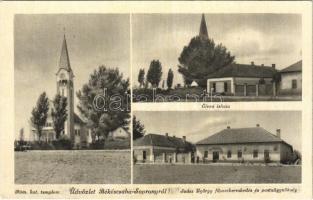 Kétsoprony, Békéscsaba-Soprony; elemi iskola, római katolikus templom, Szász György fűszerkereskedése és postaügynökség . Fóti György fényképész kiadása