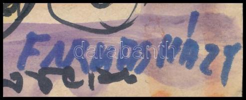 Farkasházy jelzéssel: Virágok. Akvarell, filctoll, papír., lap széle kissé sérült. 21x29,5 cm