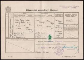 1941 Cegléd, házassági anyakönyvi kivonat, illetékbélyeggel