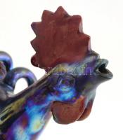 Eozinmázas kerámia kakasos kiöntő, jelzés nélkül, apró lepattanásokkal, m: 23,5 cm