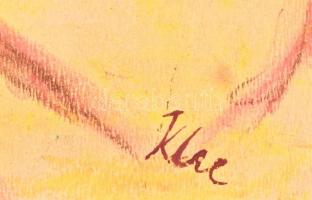 Klie jelzéssel: Hölgy rózsaszín napernyővel. Kréta, papír. 50x70 cm