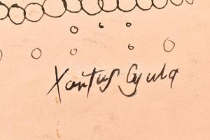 Xantus Gyula jelzéssel: Lények. Akvarell, papír. Lap széle sérült és foltos. 61x86 cm