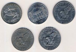 Szovjetunió 1991. 5R (2x) klf motívummal T:2 + USA 1972-74. 1$ "Eisenhower" (3x) T:2