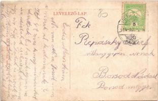 1914 Petrozsény, Petrosani; Boli-barlangi vasútállomás, gőzmozdony, vonat, hajtány, vasutasok, létra...