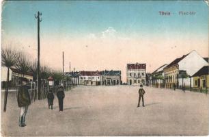 1918 Tövis, Teius; Piactér, üzletek. Vasúti Levelezőlapárusítás 5024. / marketplace, street view, shops (EK)