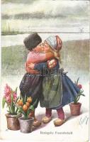 Besiegelte Freundschaft / Romantic children couple art postcard. B.K.W.I. 297-5. s: K. Feiertag (EB)