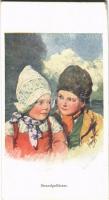 Strandgeflüster / Children art postcard. B.K.W.I. 186-6. s: K. Feiertag (EB)