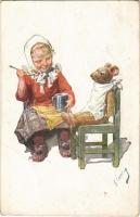 1919 Children art postcard. B.K.W.I. 153-3. s: K. Feiertag (EB)