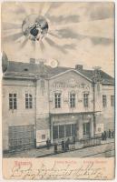 1906 Budapest VII. Király utca, Király színház. Tekerhető mechanikus lap magyar színésznőkkel (Rb)