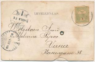 1906 Budapest VII. Király utca, Király színház. Tekerhető mechanikus lap magyar színésznőkkel (Rb)