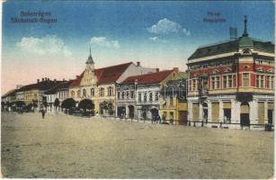 1940 Szászrégen, Reghin; Fő tér, Haimann Lázár és Deutsch és Haimann Arnold, Carl Kasper, Heinrich Graef üzlete / main square, shops