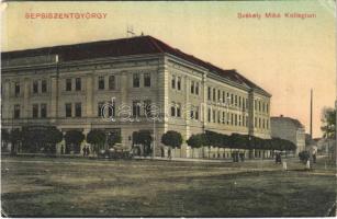 1911 Sepsiszentgyörgy, Sfantu Gheorghe; Székely Mikó kollégium, Korona bazár, Benkő Mór és ifj. Fekete Frigyes üzlete / square, boarding school, shops (Rb)