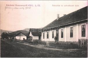 1915 Perecseny, Perechyn, Perecin; Áruraktár és szövetkezeti üzlet / warehouse and cooperative shop