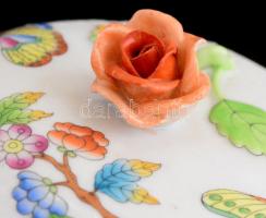 Herendi Viktória mintás cukordoboz, kézzel festett, jelzett, hibátlan, m: 10 cm, d: 10,5 cm