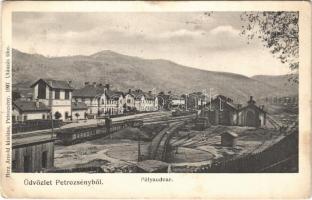 1907 Petrozsény, Petrosani; pályaudvar, vasútállomás. Herz Arnold kiadása / railway station (EK)