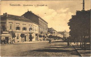 1915 Temesvár, Timisoara; Hunyadi út, Keppich Adolf és Simon László üzlete / street, shops