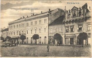 1907 Eperjes, Presov; Fekete Sas nagyszálló, virágcsarnok, Fodor üzlete. Divald / hotel, shops, flower hall