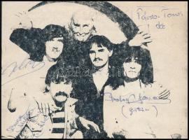 Hipnózis zenekar tagjainak aláírása az őket ábrázoló képen