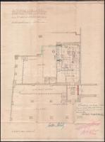 1929 Bp., Astoria Szálló Rt. hall és kávéház átépítésének tervrajza, vászonra kasírozva, 39×31 cm