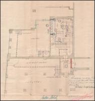 1929 Bp., Astoria Szálló Rt. hall és kávéház átépítésének tervrajza, vászonra kasírozva, 39×31 cm